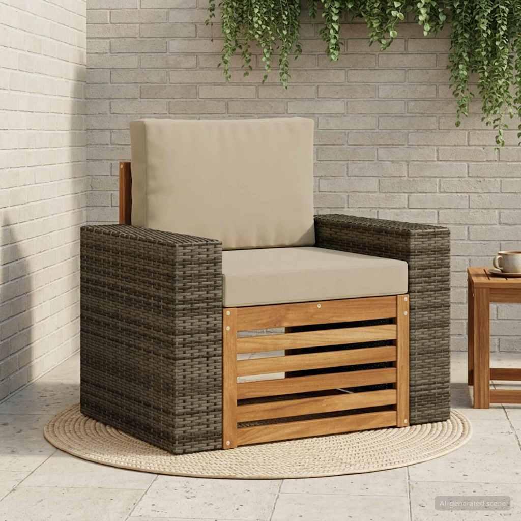 Udendørs Mellem Sofa Massivt Akacietræ Naturfarvet billede