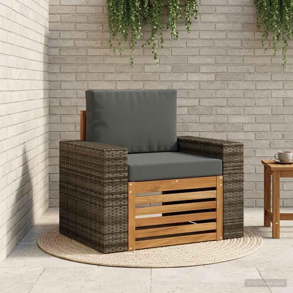 Udendørs Mellem Sofa Massivt Akacietræ Naturfarvet billede