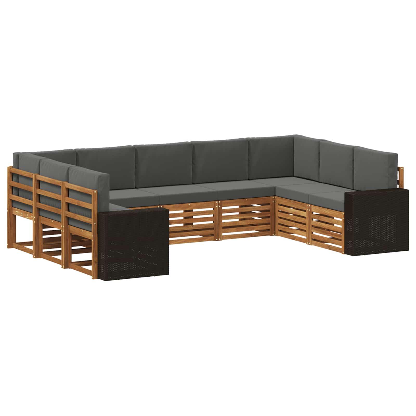 Sektionalsofa sæt med pude 9 stk Naturlig og Antracit Polyester billede