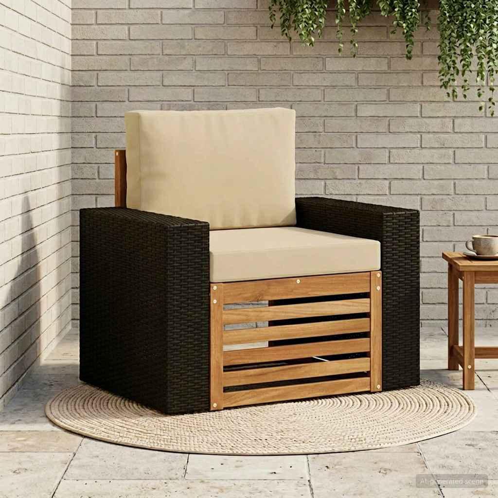 Udendørs mellemsofa i naturfarvet akacietræ - beige hynder