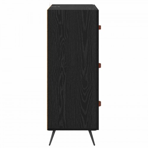 Kommode med 3 skuffer - sort eg, 69,5 x 34 x 90 cm