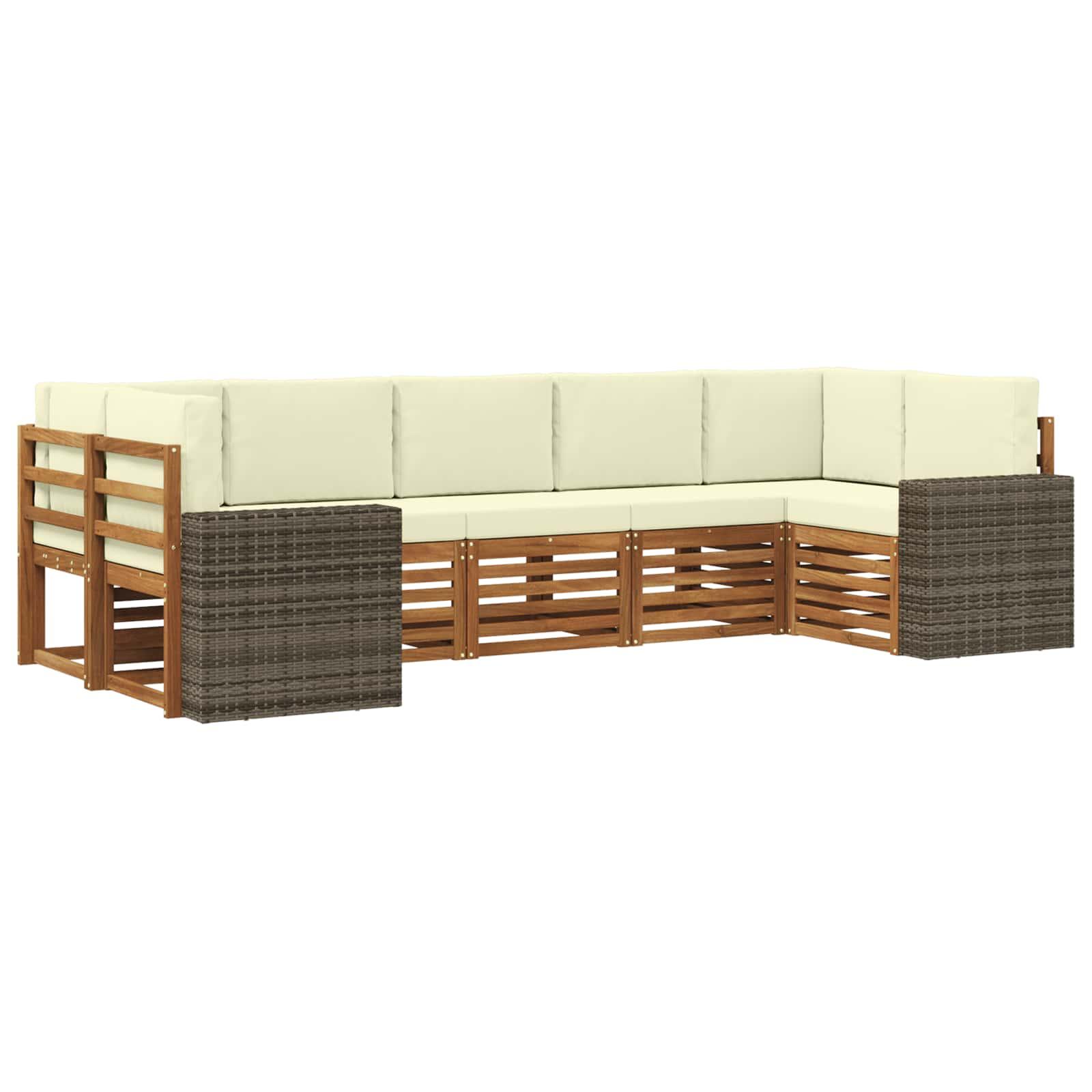 Sektionalsofa sæt med pude 7 stk Naturlig og Fløde Polyester billede