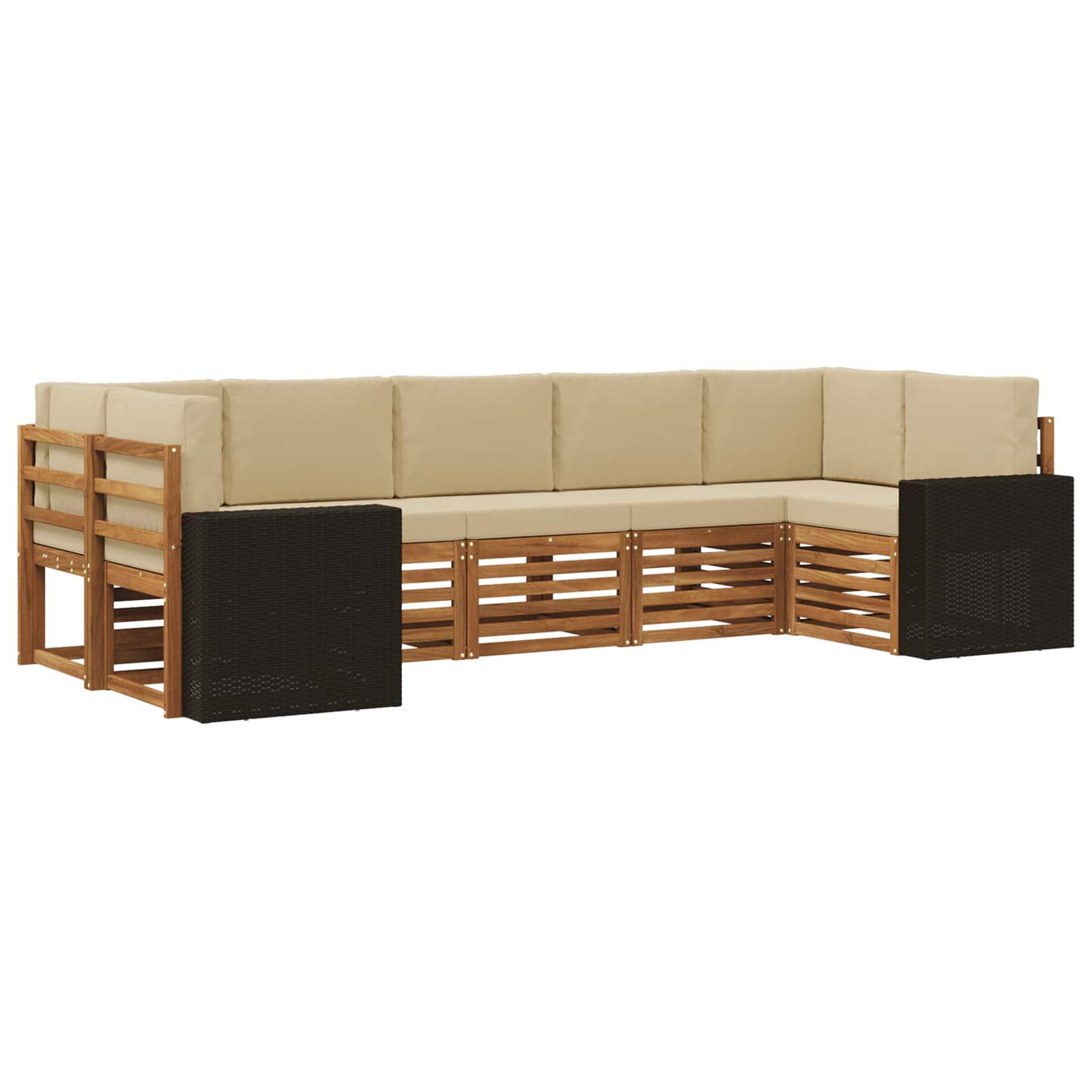Sektionalsofa sæt med pude 7 stk Naturlig og Beige Polyester billede