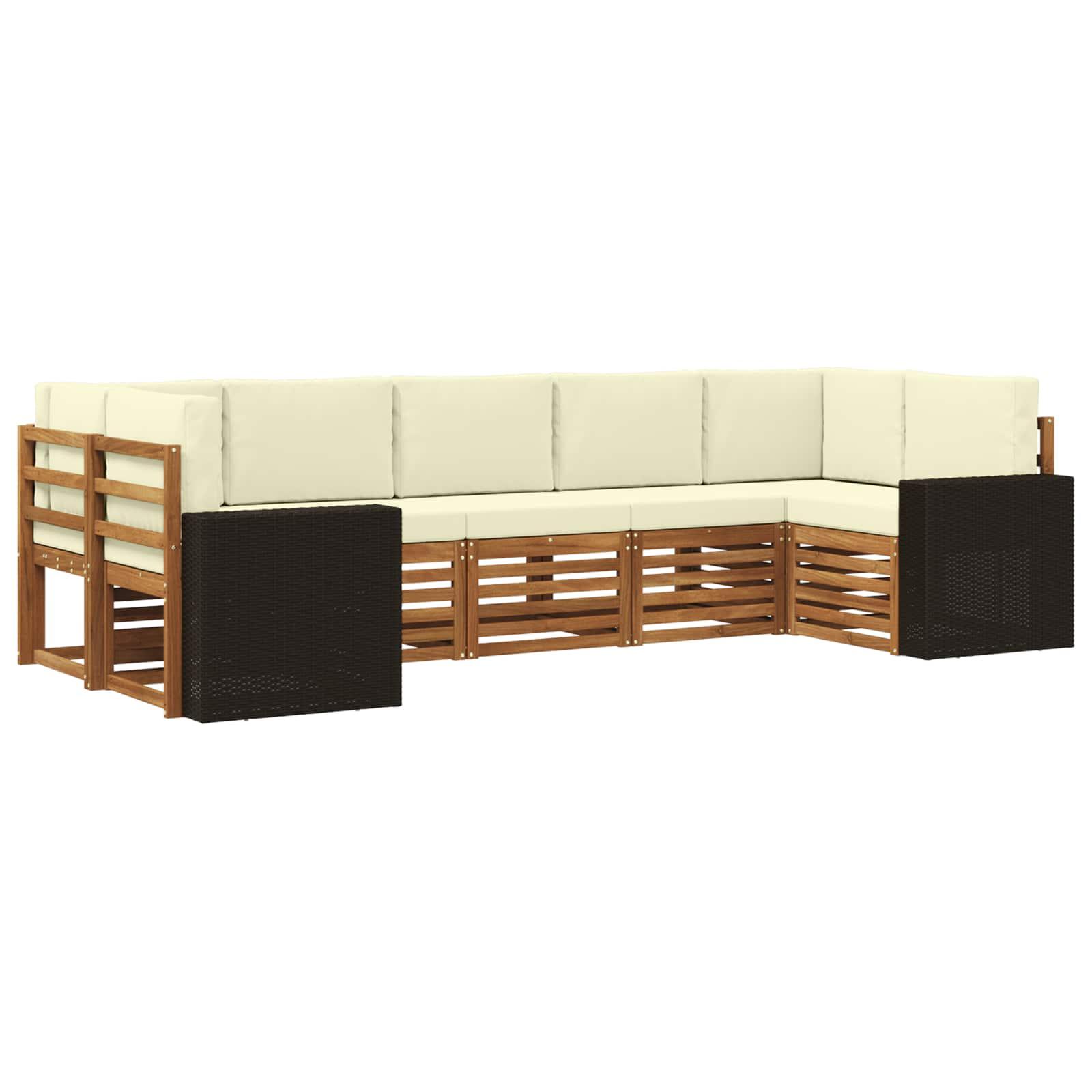 Sektionalsofa sæt med pude 7 stk Naturlig og Fløde Polyester billede