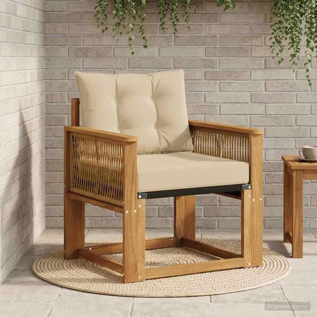 Udendørs Mellem Sofa Massivt Akacietræ Naturfarvet billede