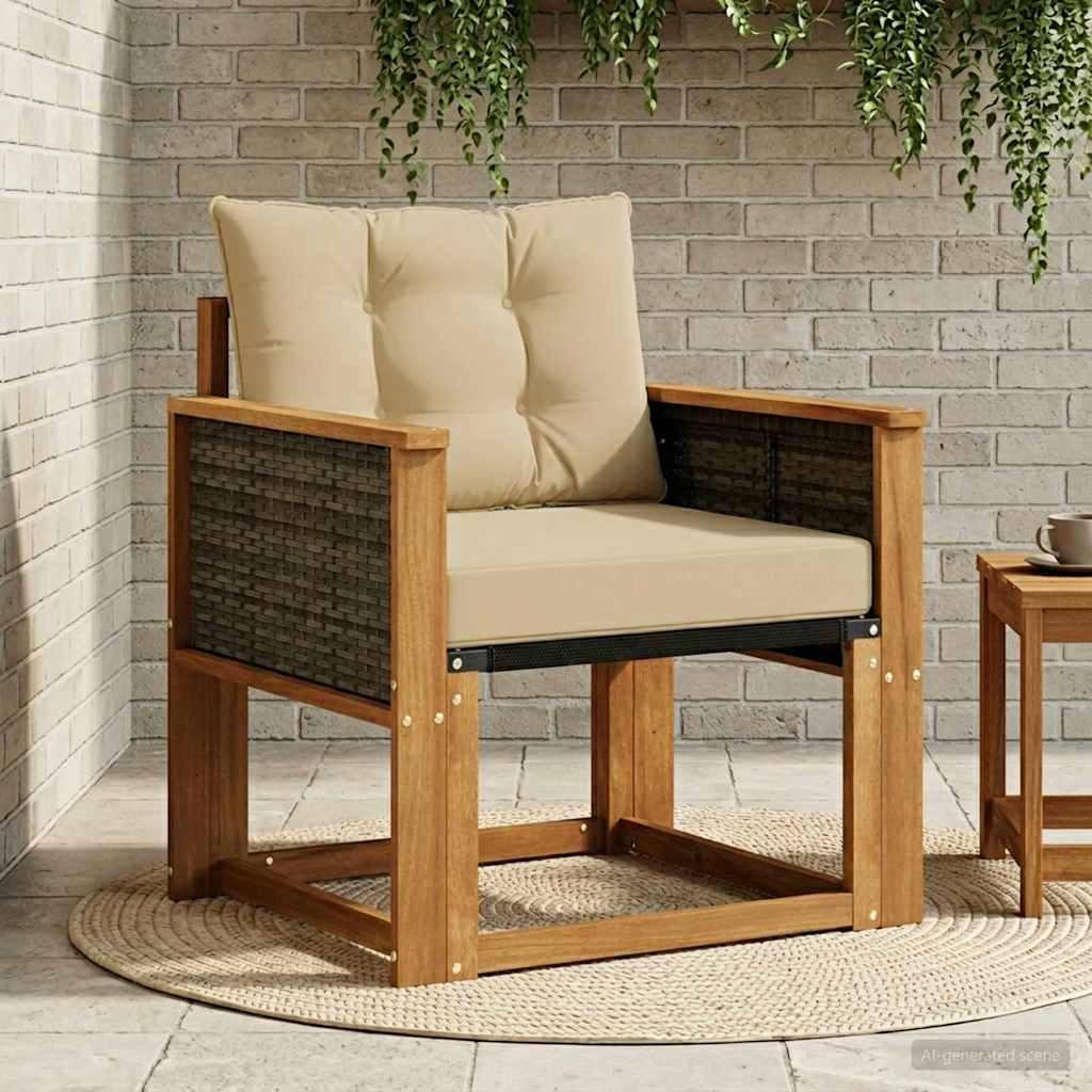 Udendørs Mellem Sofa Massivt Akacietræ Naturfarvet billede
