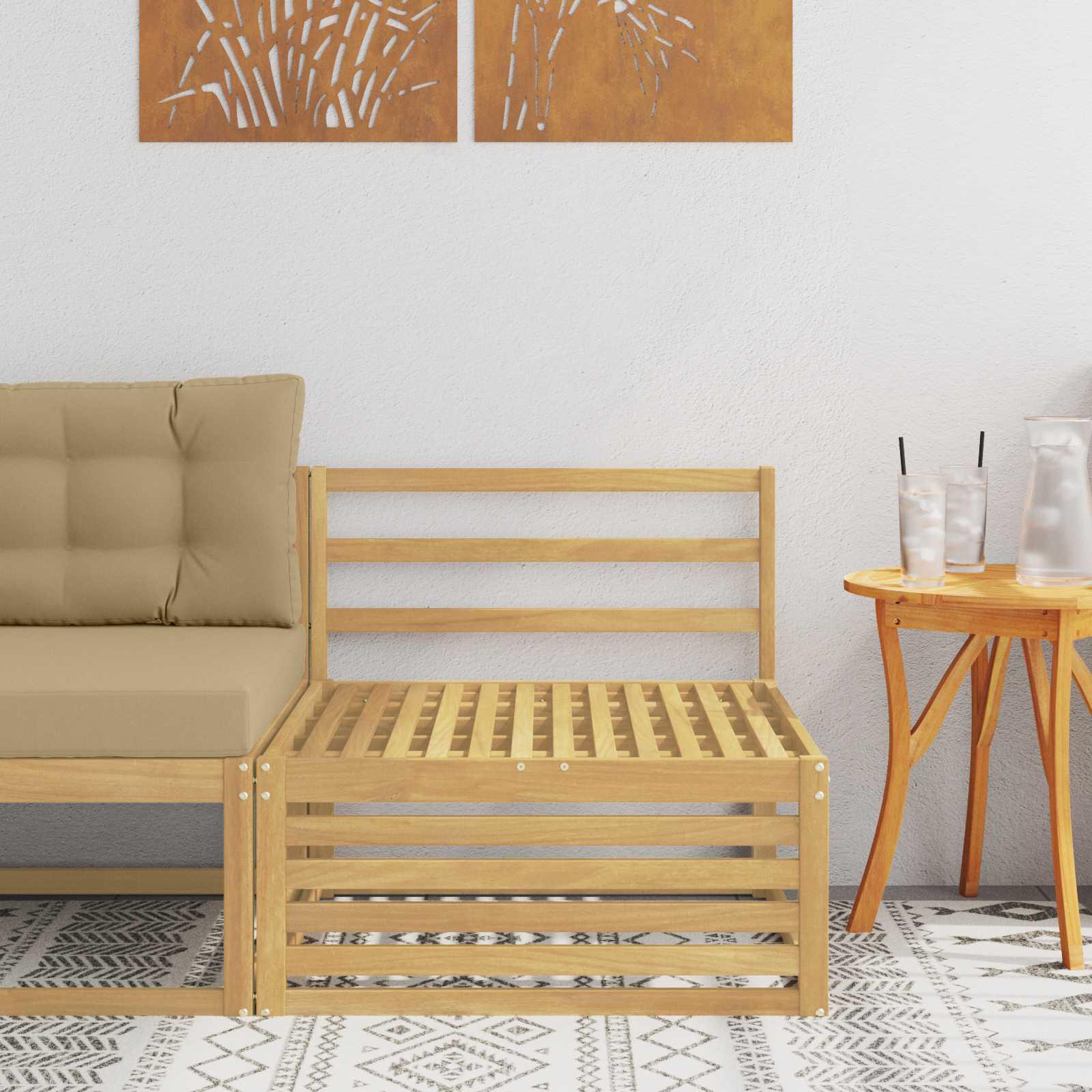Udendørs Mellem Sofa Massivt Akacietræ Hvid 83 x 79 x 73 cm billede