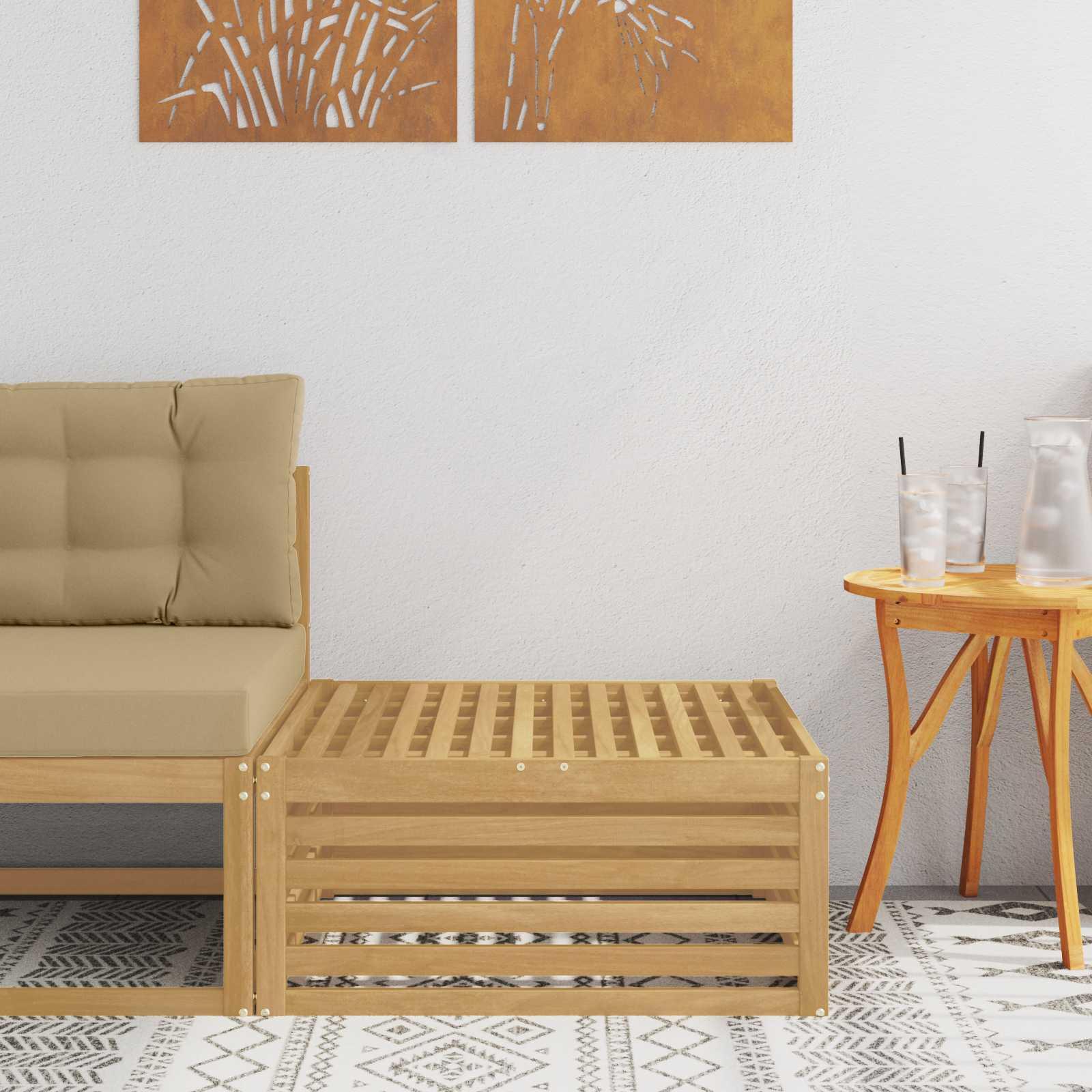 Udendørs puf Massivt Akacietræ Hvid 79 x 79 x 37 cm billede