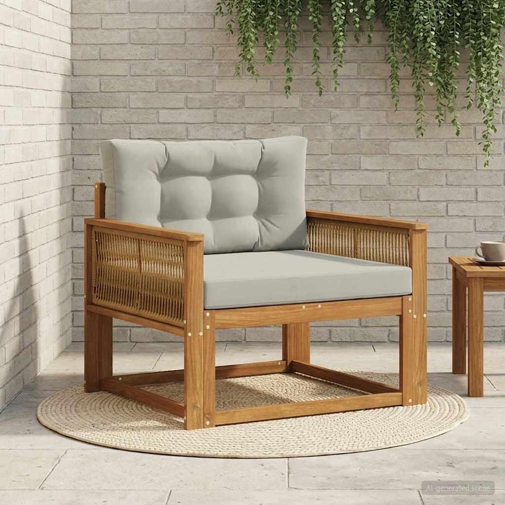 Udendørs Mellem Sofa Massivt Akacietræ Naturfarvet billede