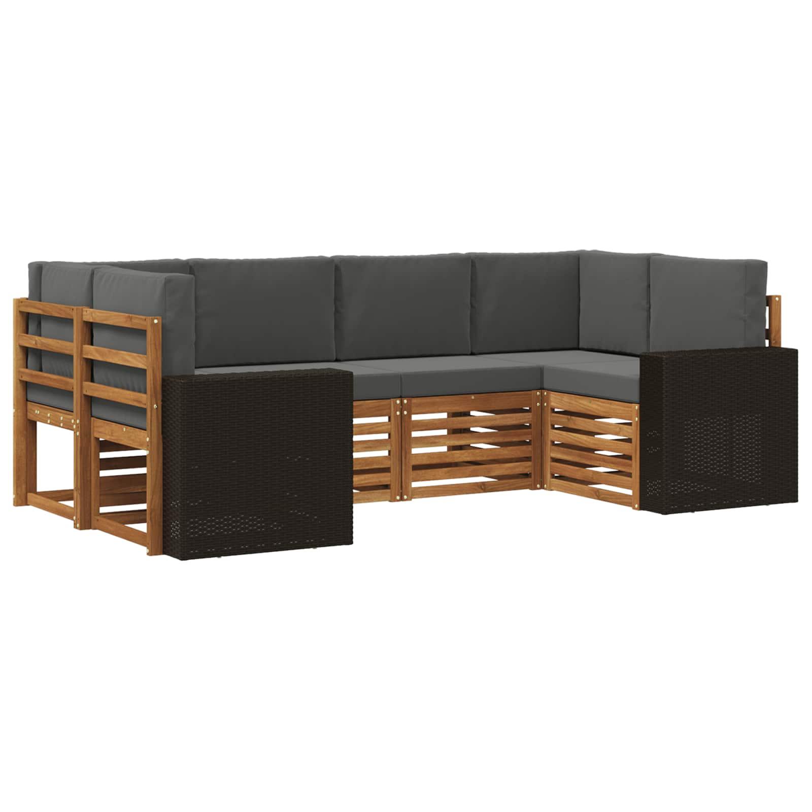 Sektionalsofa sæt med pude 6 stk Naturlig og Antracit Polyester billede