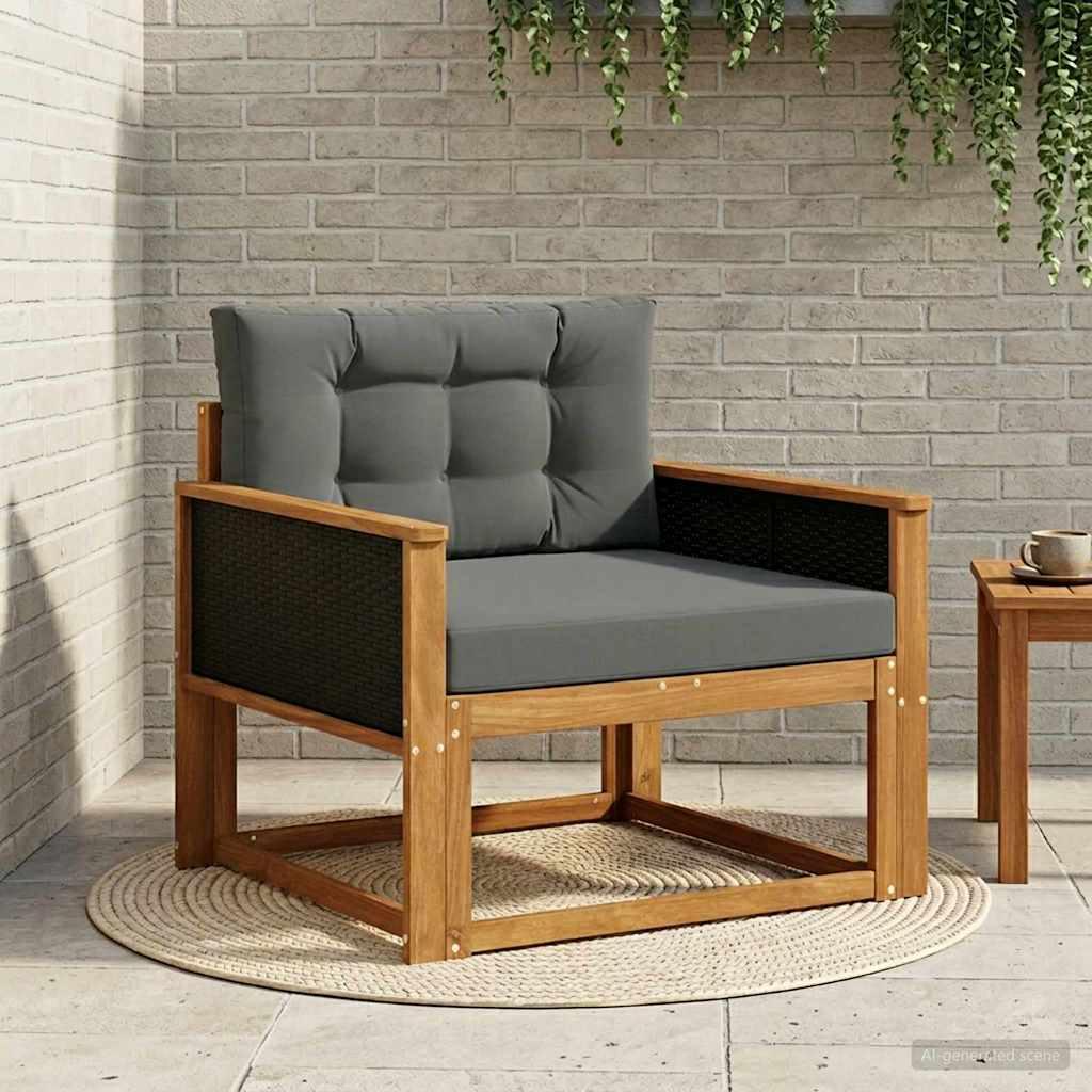 Udendørs Mellem Sofa Massivt Akacietræ Naturfarvet billede