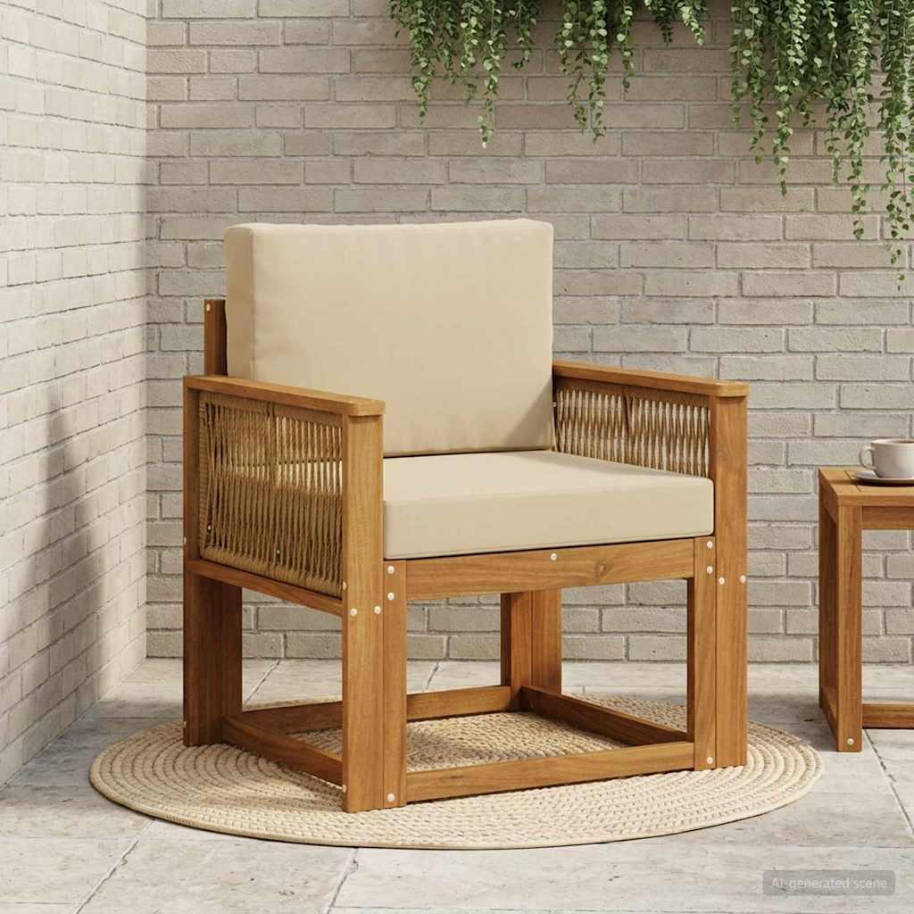 Udendørs Mellem Sofa Massivt Akacietræ Naturfarvet billede