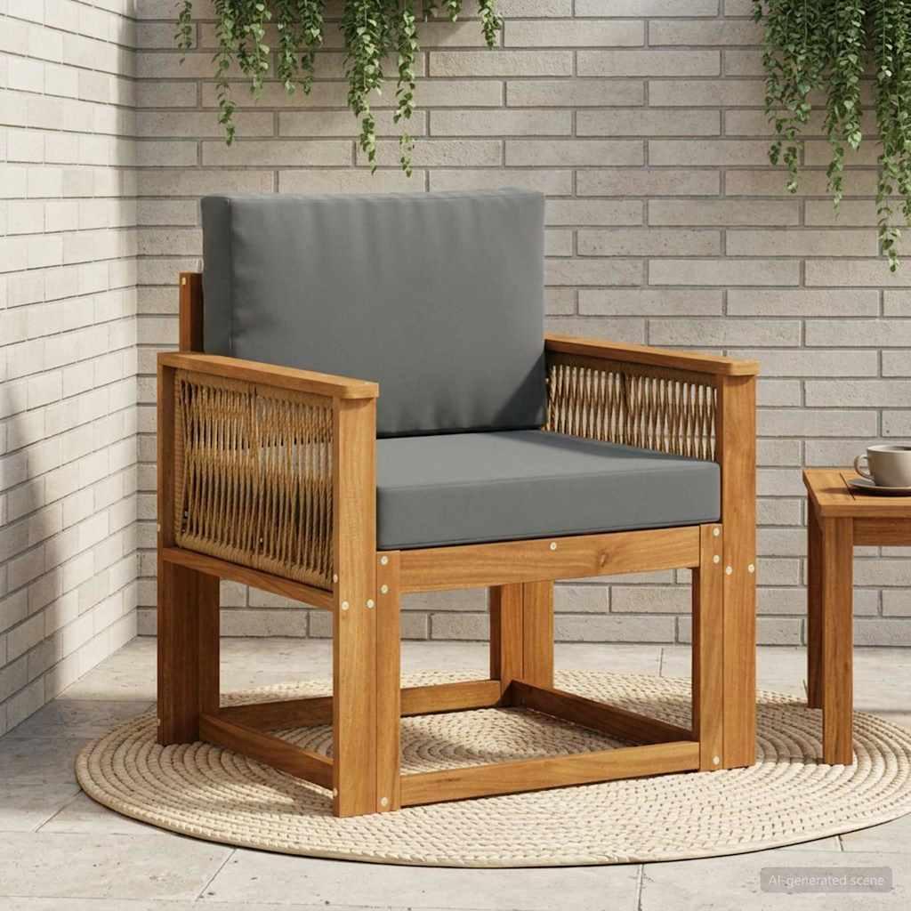 Udendørs Mellem Sofa Massivt Akacietræ Naturfarvet billede