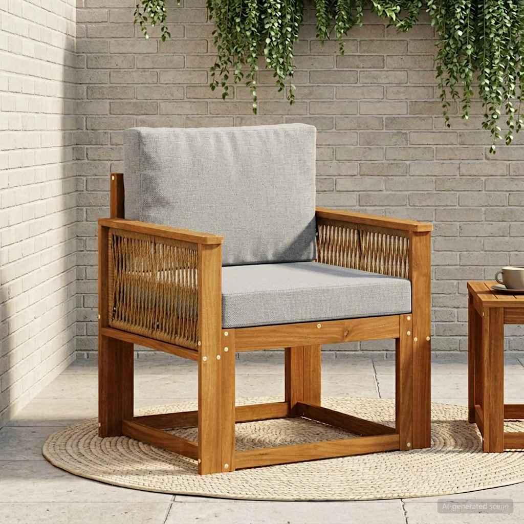Udendørs Mellem Sofa Massivt Akacietræ Naturfarvet billede
