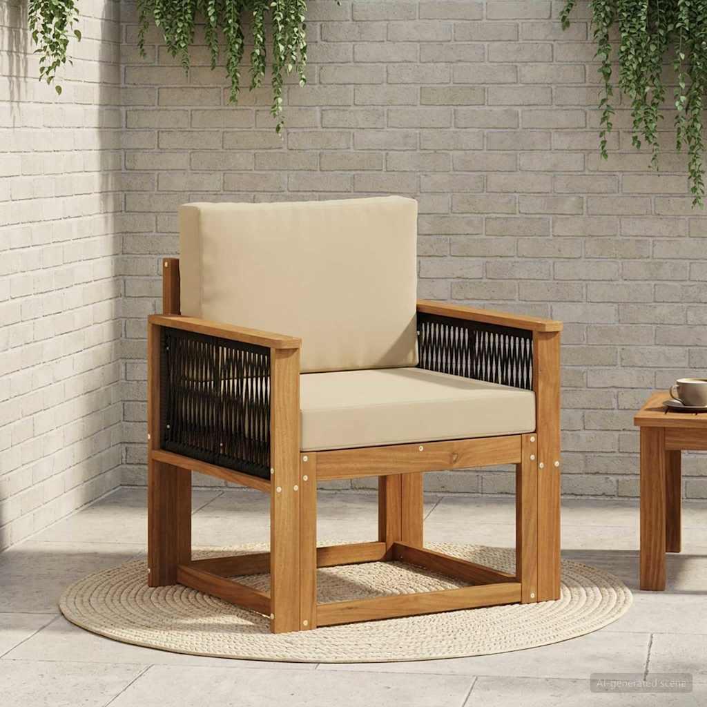 Udendørs Mellem Sofa Massivt Akacietræ Naturfarvet billede