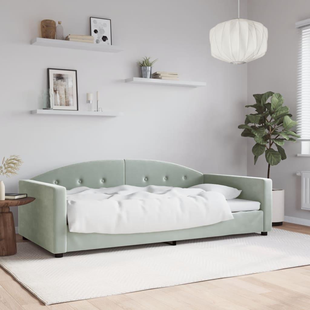 Daybed 100x190 cm velour lysegrå billede
