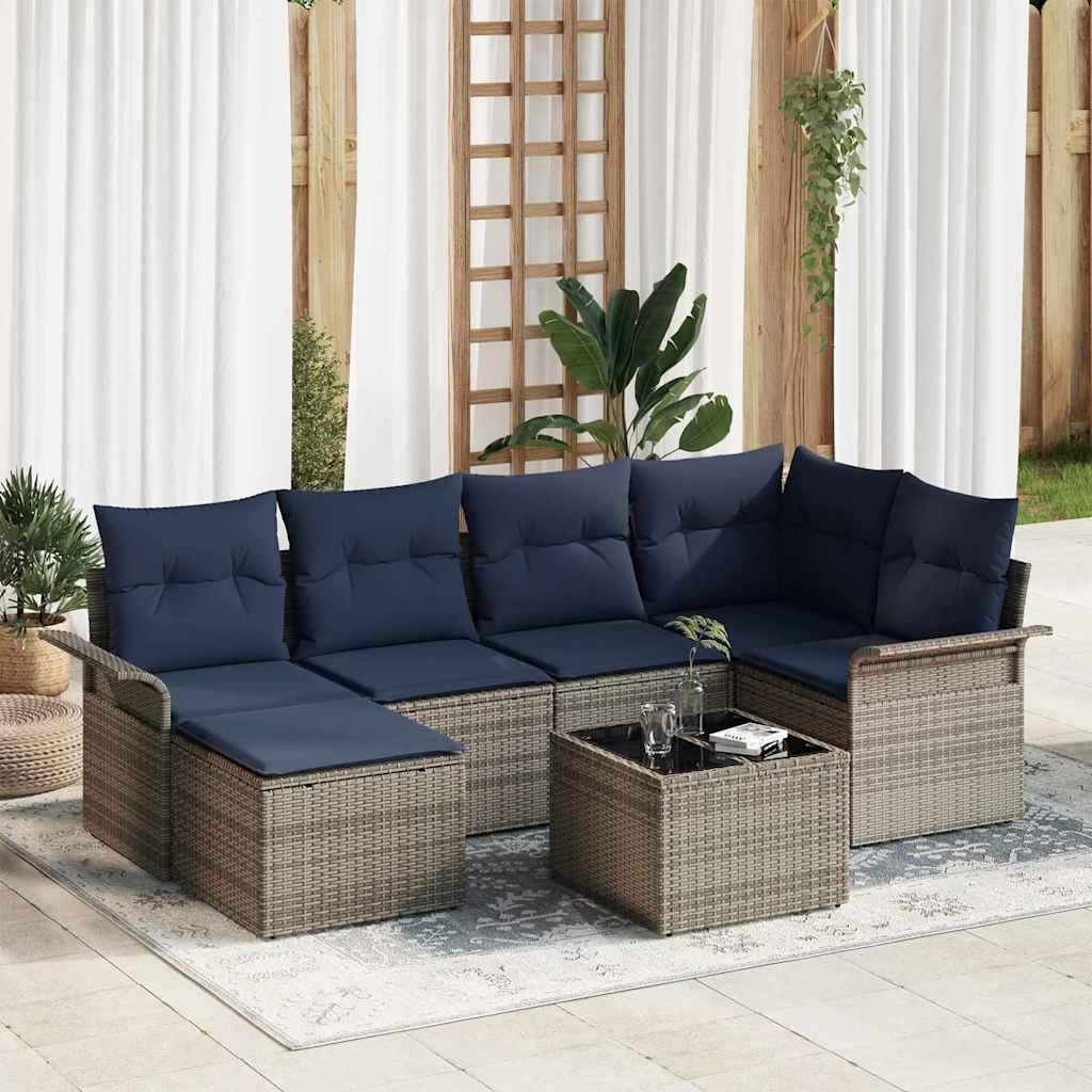 Havesofa Sæt med pude Grå polyrattan billede