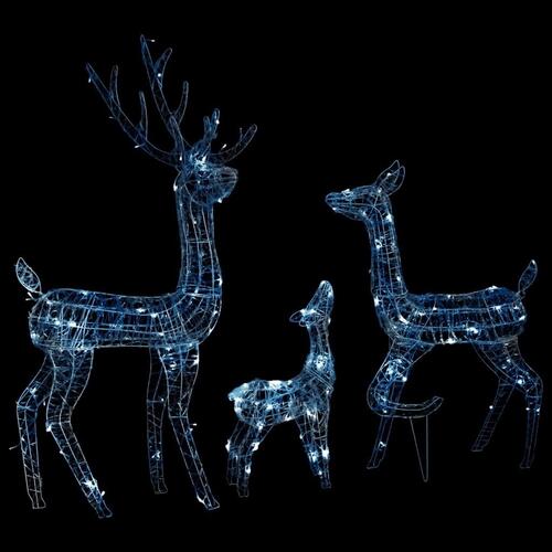 Juledekoration rensdyrfamilie 300 LED'er akryl kold hvid