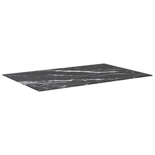 Bordplade 100x62 cm 8 mm hærdet glas med marmordesign sort