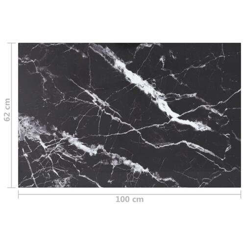 Bordplade 100x62 cm 8 mm hærdet glas med marmordesign sort