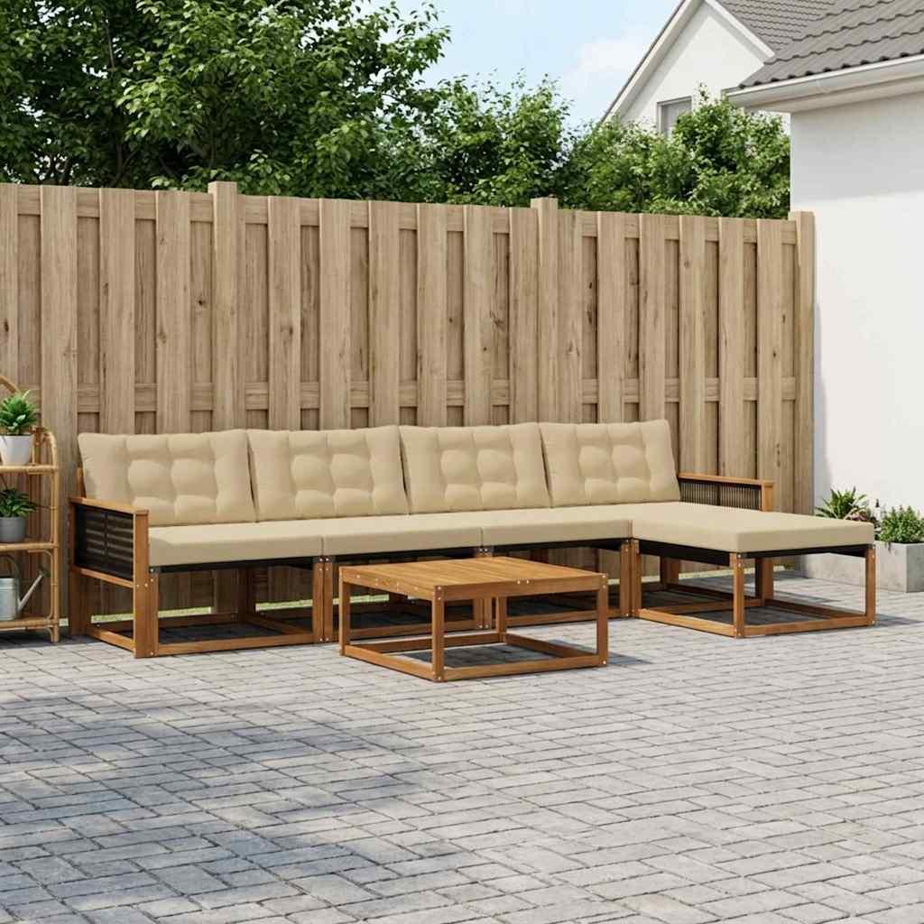 Udendørs sofagruppe med pude 6 stk Naturlig og Beige billede