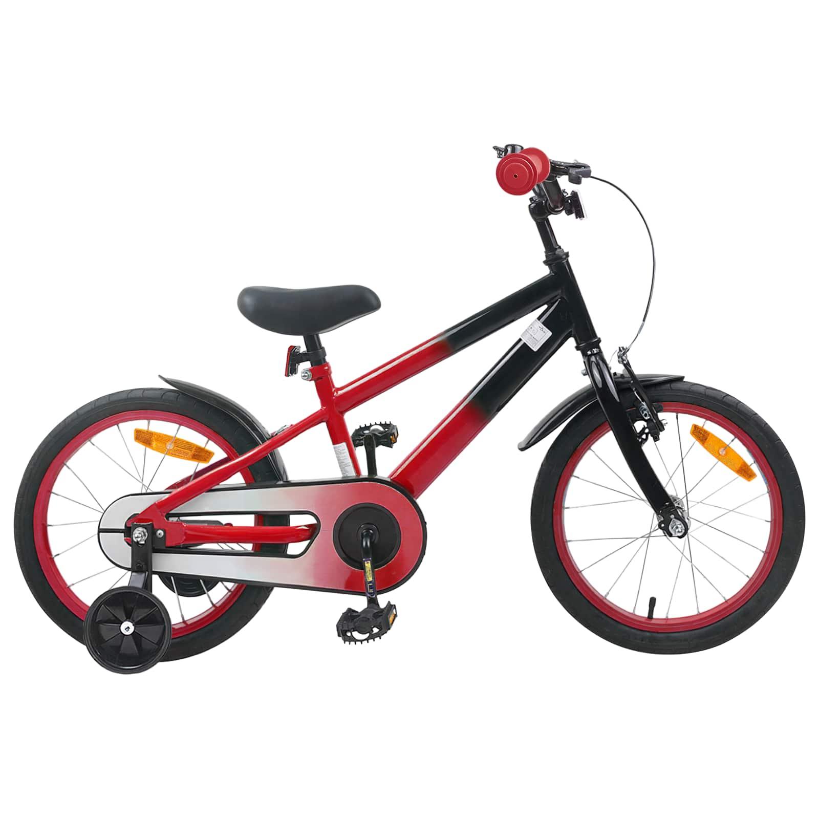 Børnecykel 16 tommer til 4-6 år gamle Rød Sort billede