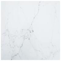 Bordplade 70x70 cm 6 mm hærdet glas med marmordesign hvid