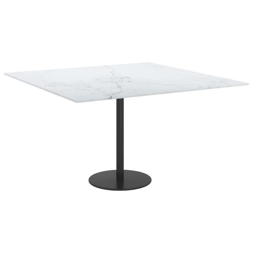 Bordplade 70x70 cm 6 mm hærdet glas med marmordesign hvid