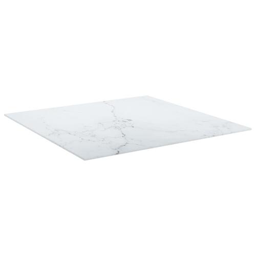 Bordplade 70x70 cm 6 mm hærdet glas med marmordesign hvid