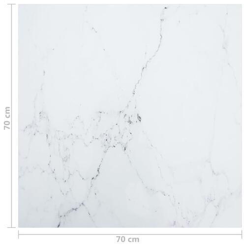 Bordplade 70x70 cm 6 mm hærdet glas med marmordesign hvid