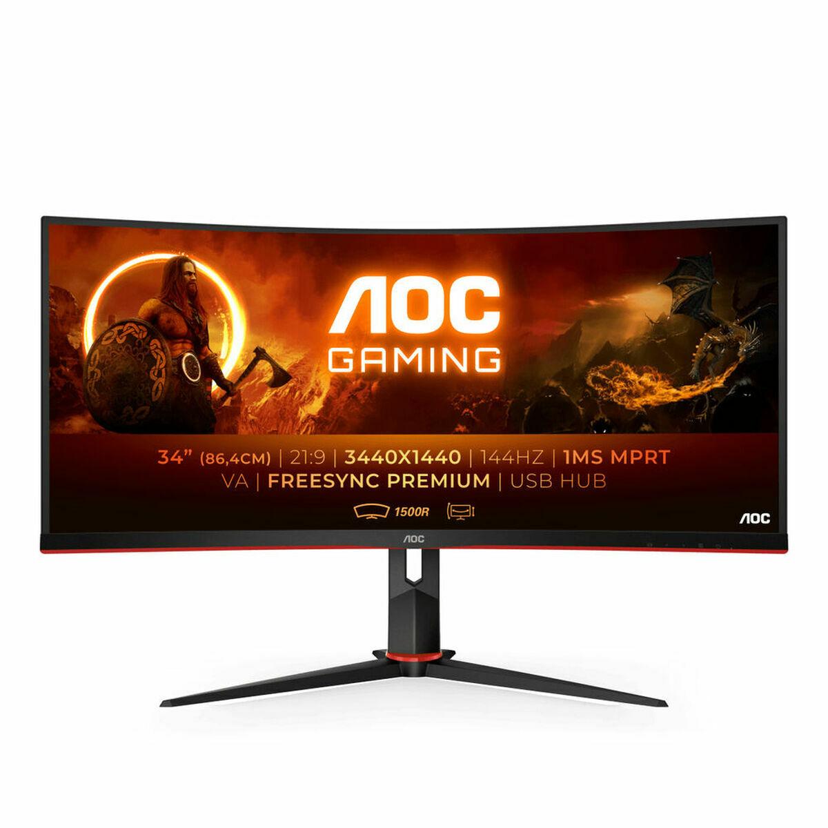 AOC CU34G2X/BK 34" buet gaming-skærm - 3440×1440, 144 Hz billede