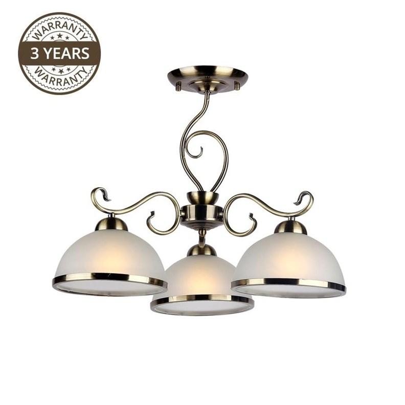 Loftlampe Estera - 3-flammet E27, klassisk messinglook billede