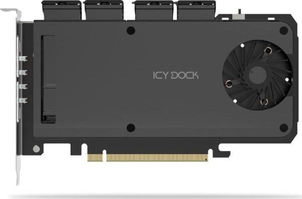 Icy Dock - adapterkort med 4 x M.2 NVMe SSD i mobilt rack billede