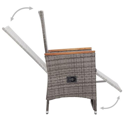 Loungesæt til haven 3 dele med hynder polyrattan grå