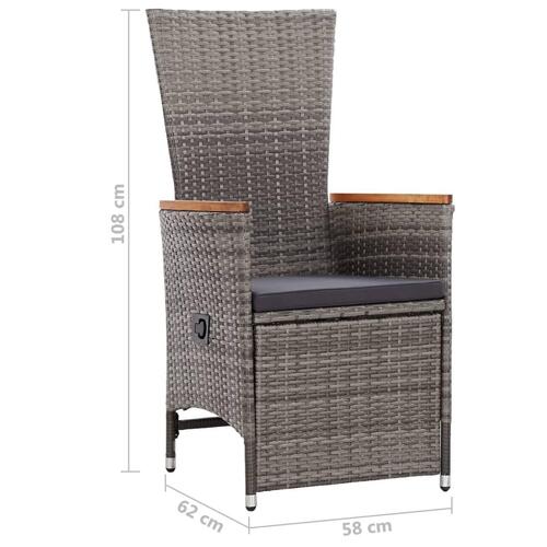 Loungesæt til haven 3 dele med hynder polyrattan grå