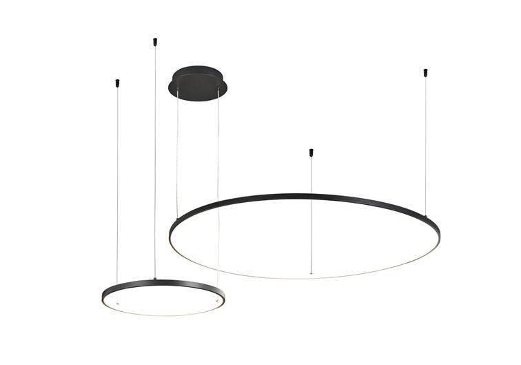 Pendellampe med LED - Sibiu, 2 runde ringe, 4.000 K, sort billede