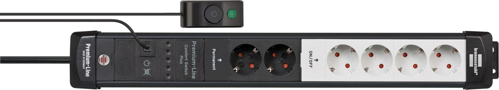 Brennenstuhl Premium-Line stikdåse 6 udtag - 3 m, IP20, sort/lysegrå billede