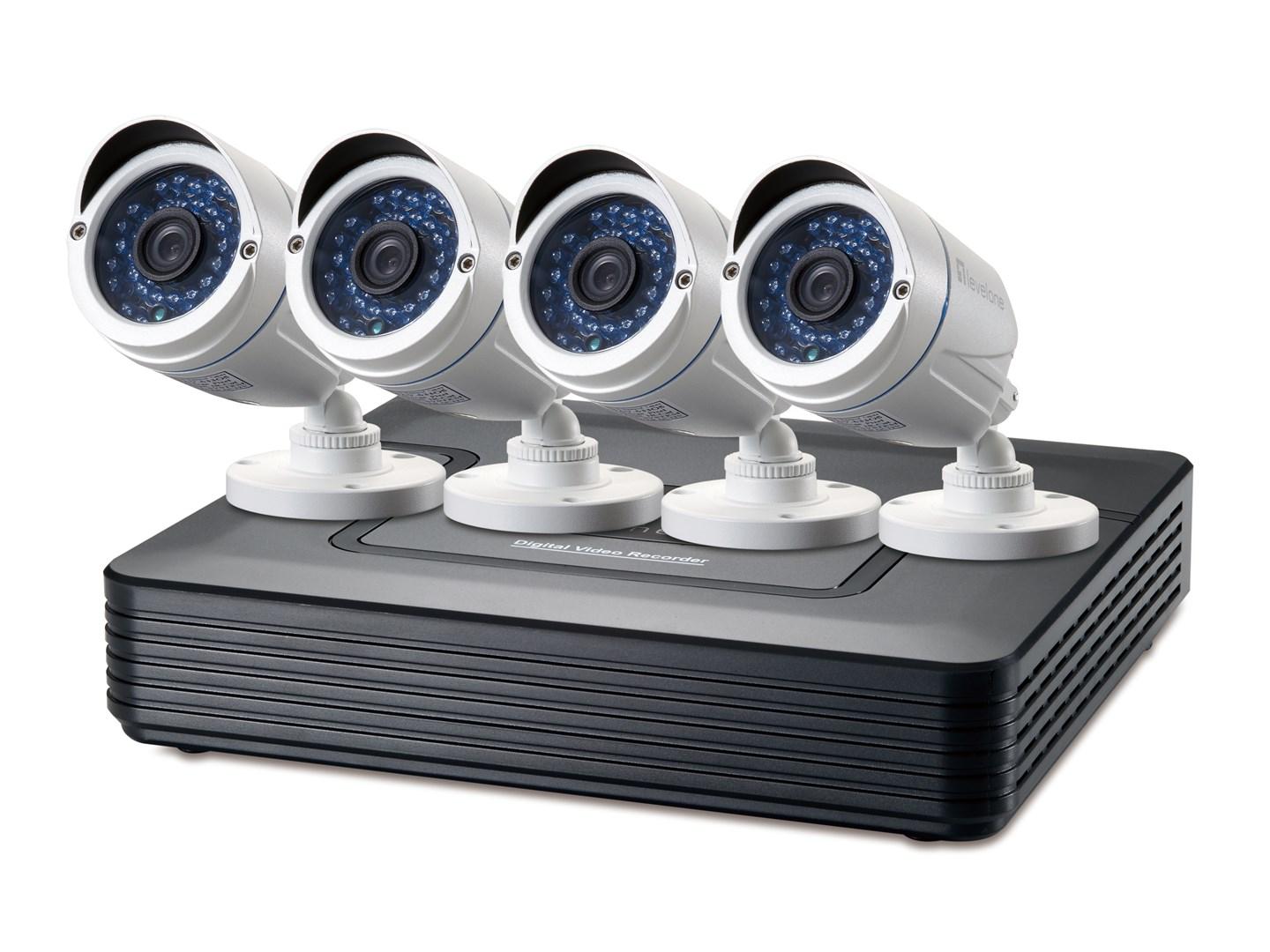 LevelOne DSK-8001 overvågningssæt - kablet 8-kanals DVR med 4 bullet-kameraer, 720p billede