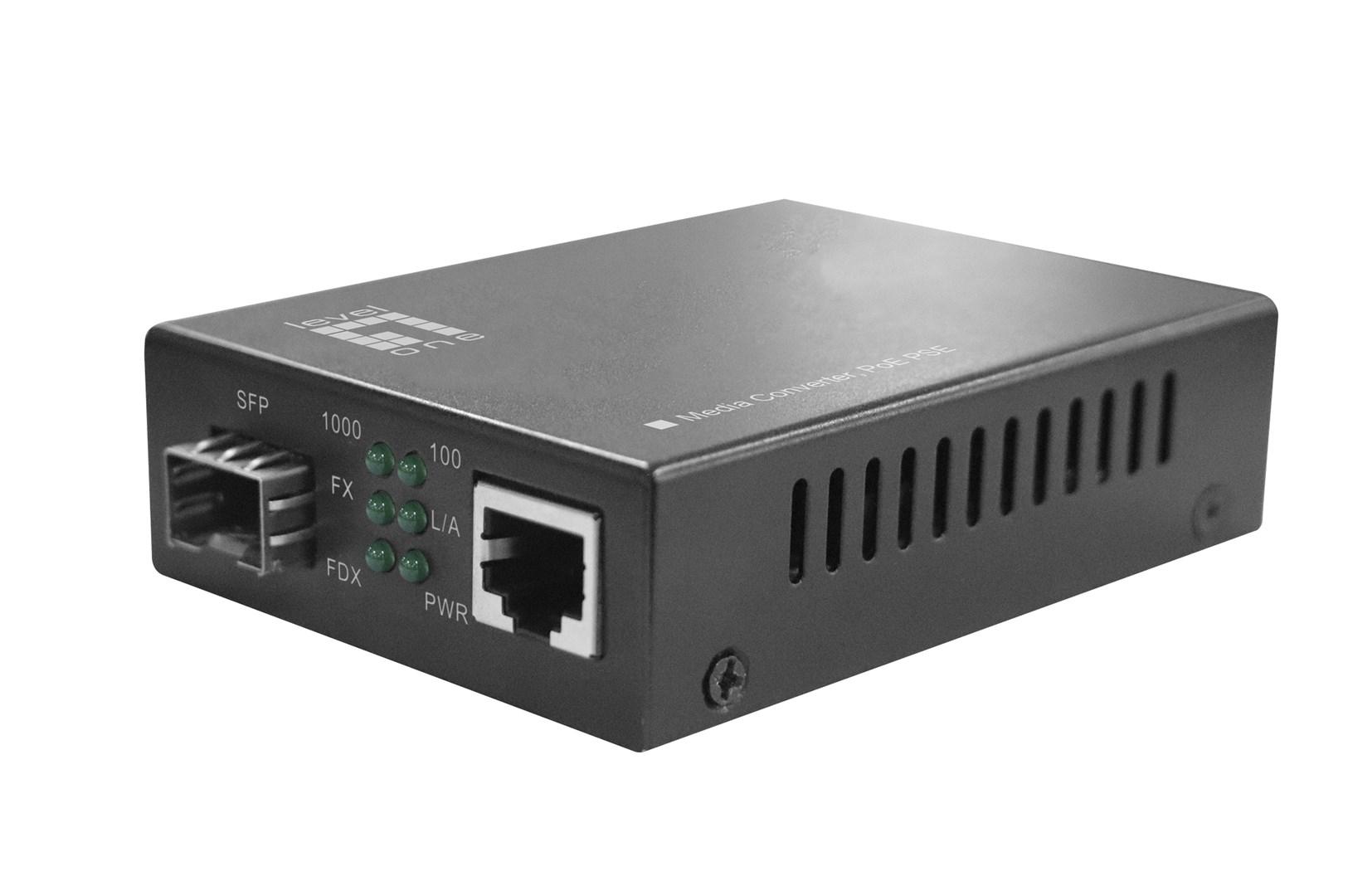 LevelOne RJ45 til SFP Gigabit mediekonverter med PoE PSE billede