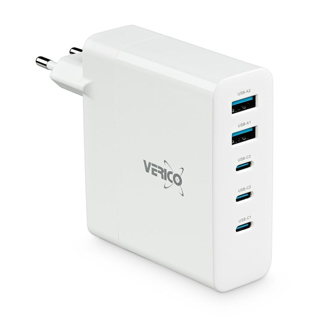 Verico MOJO GaN oplader 140 W PD - 5 porte (USB‑A & USB‑C), hvid
