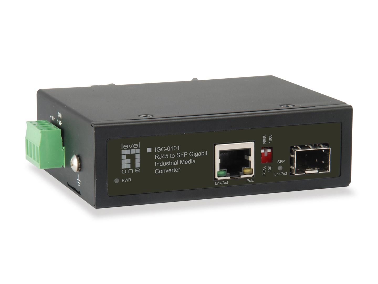 LevelOne IGC-0101 RJ45 til SFP Gigabit industriel mediekonverter - 1 PoE-udgang billede