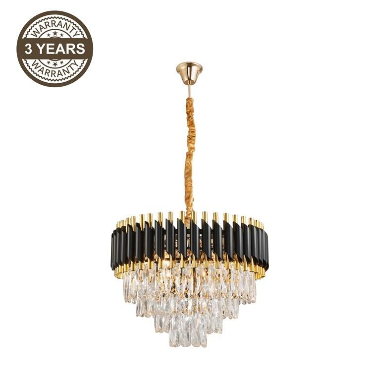 Loftpendel LANNA 2200091L - 6 x E14, sort/guld med krystaller billede