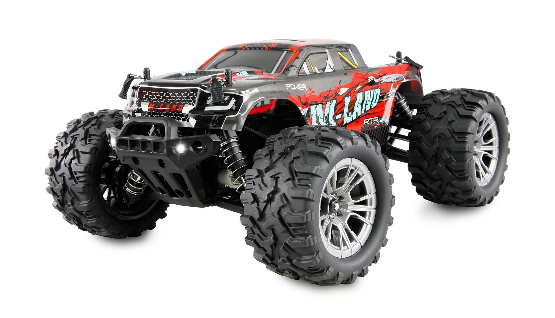 Fjernstyret monstertruck 4WD 1:16 - op til 48 km/t, rød billede