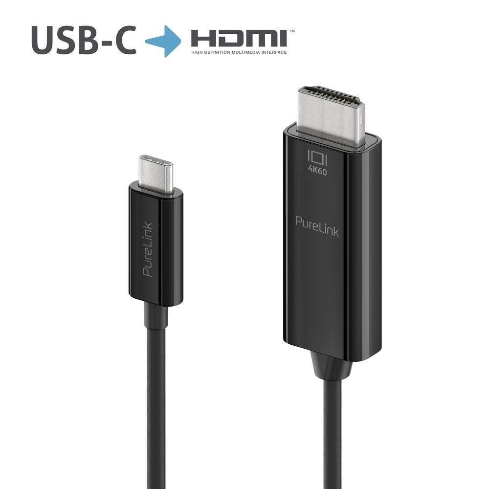 PureLink USB-C til HDMI-kabel - aktiv 4K, 1,0 m, sort billede
