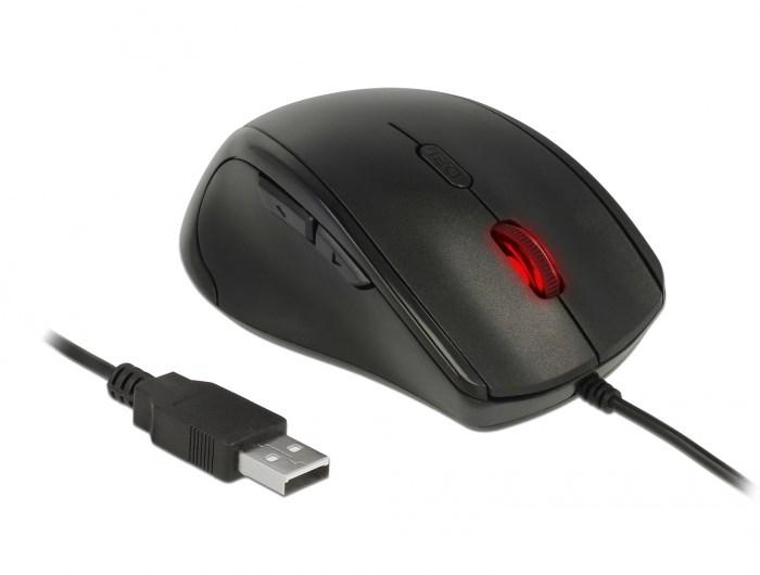 DeLOCK 12548 venstrehånds kontormus - USB Type-A, optisk 2.400 DPI billede
