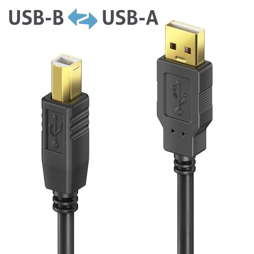 USB 2.0 aktivt kabel - USB-A til USB-B, 10,0 m - sort billede