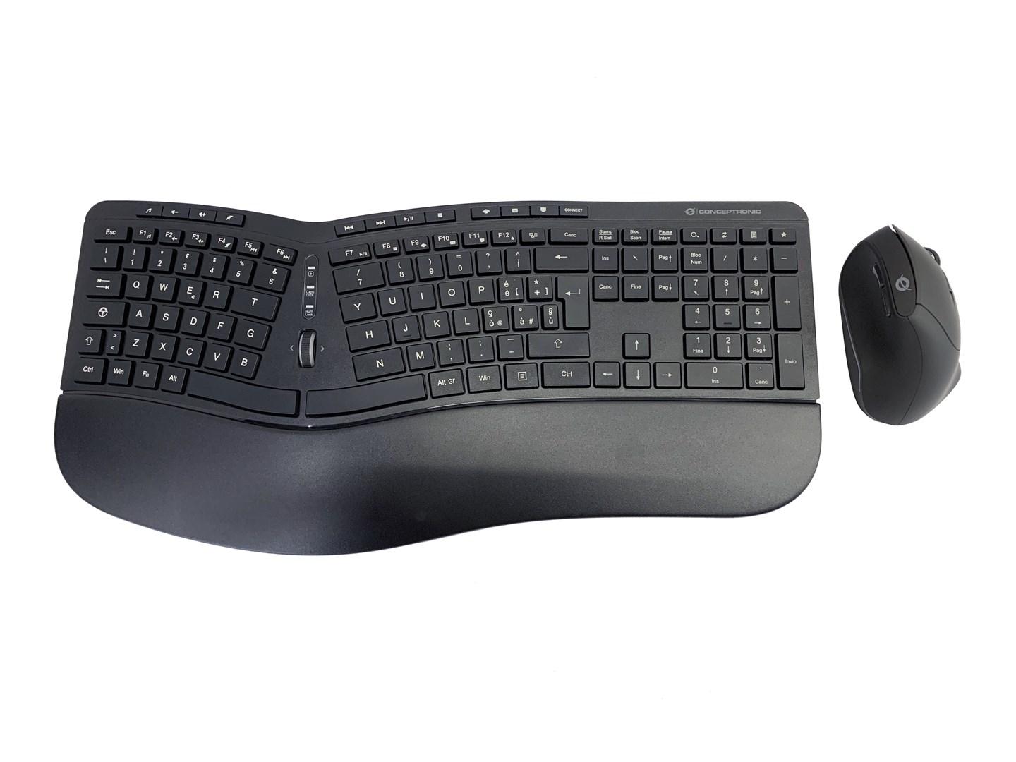 Conceptronic ORAZIO ERGO trådløst ergonomisk tastatur og mus - italiensk layout billede