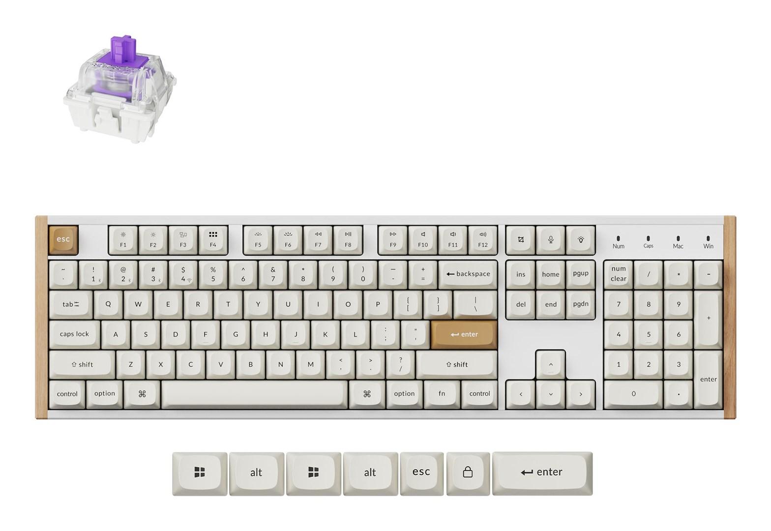 Keychron K10 HE gaming-tastatur - USB, RF trådløs og Bluetooth - QWERTY Engelsk - hvid/wood billede
