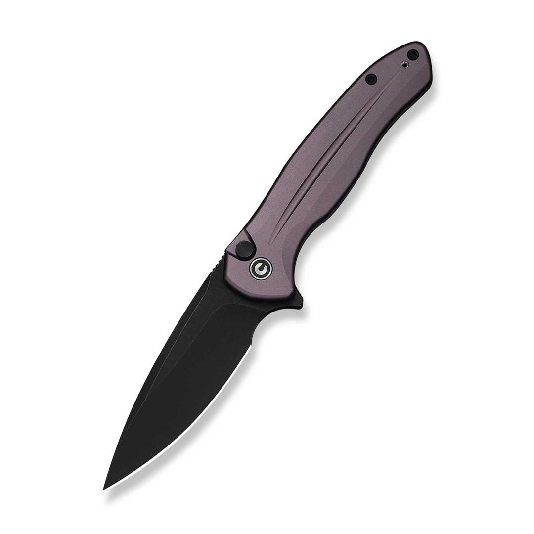 CIVIVI Kitefin foldekniv med knaplås - lilla aluminium, 14C28N billede