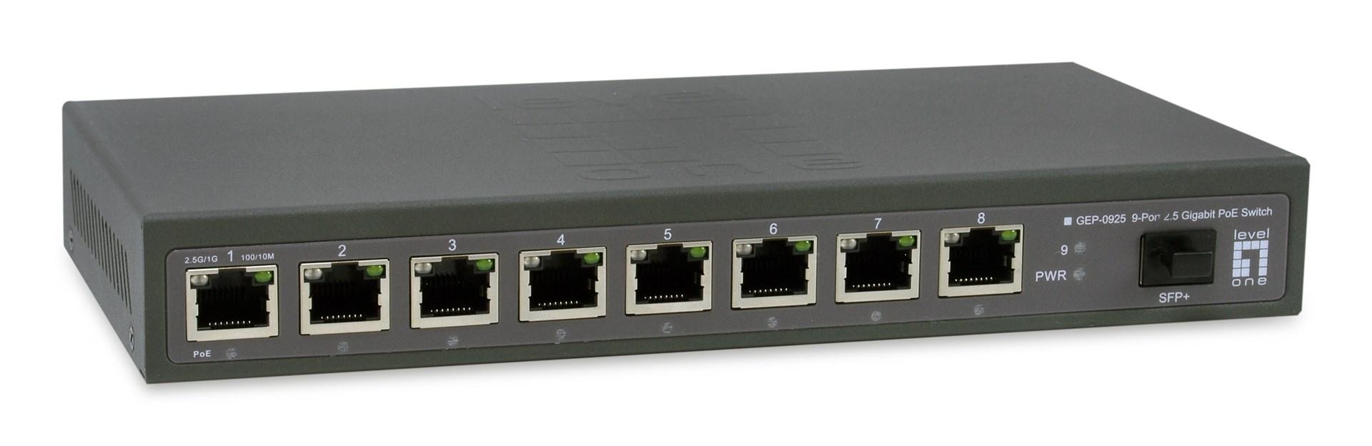 LevelOne GEP-0925 - 9-ports 2,5G PoE netværksswitch (unmanaged) - sort billede